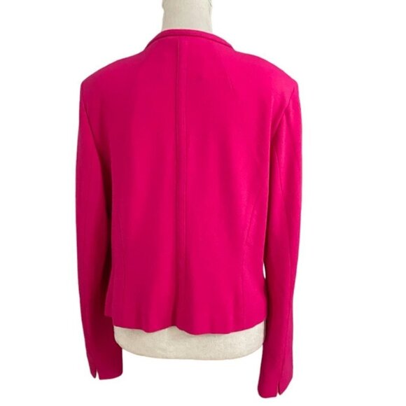 RIANI FUCHSIA PINK CREPE NOTCHED LAPEL BLAZER JACKET - 10 - Picture 3 of 10